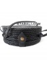 Ata Rattan round flower pattern handwoven bag in black